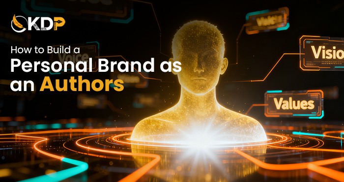 Author building a personal brand online through website social media and book publishing